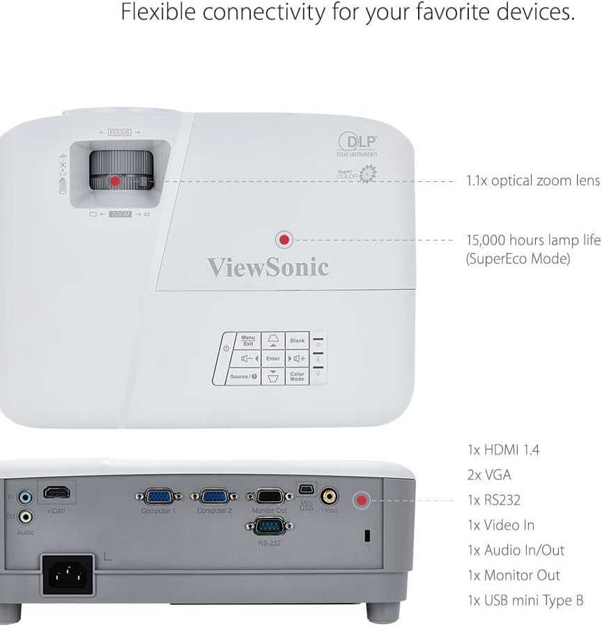 4000 ANSI WXGA Projector 1280x800 HDMI 300″ Screen Office Classroom