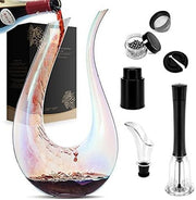Crystal Wine Decanter with Aerator & Stopper – 750ml U-Shaped Carafe