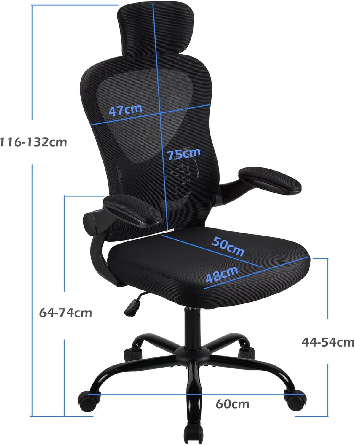 Ergonomic Office Chair High Back Swivel w/ Lumbar Flip-Up Arms