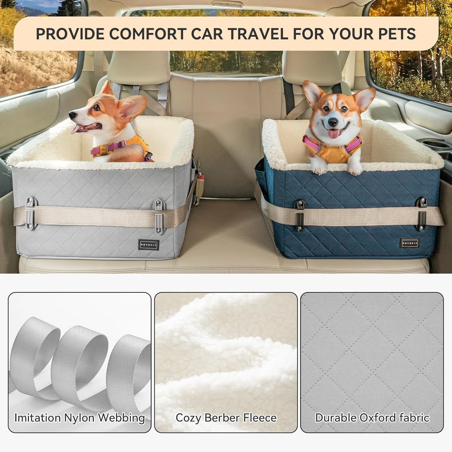 Dog Booster Car Seat Elevated Pet Travel Bed Safety Leash 13kg