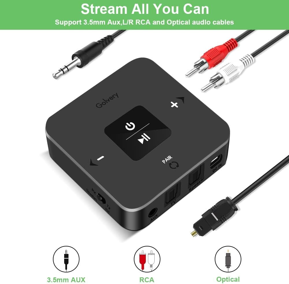 Bluetooth 5.0 Audio Transmitter Receiver 2in1 RCA AUX Optical USB