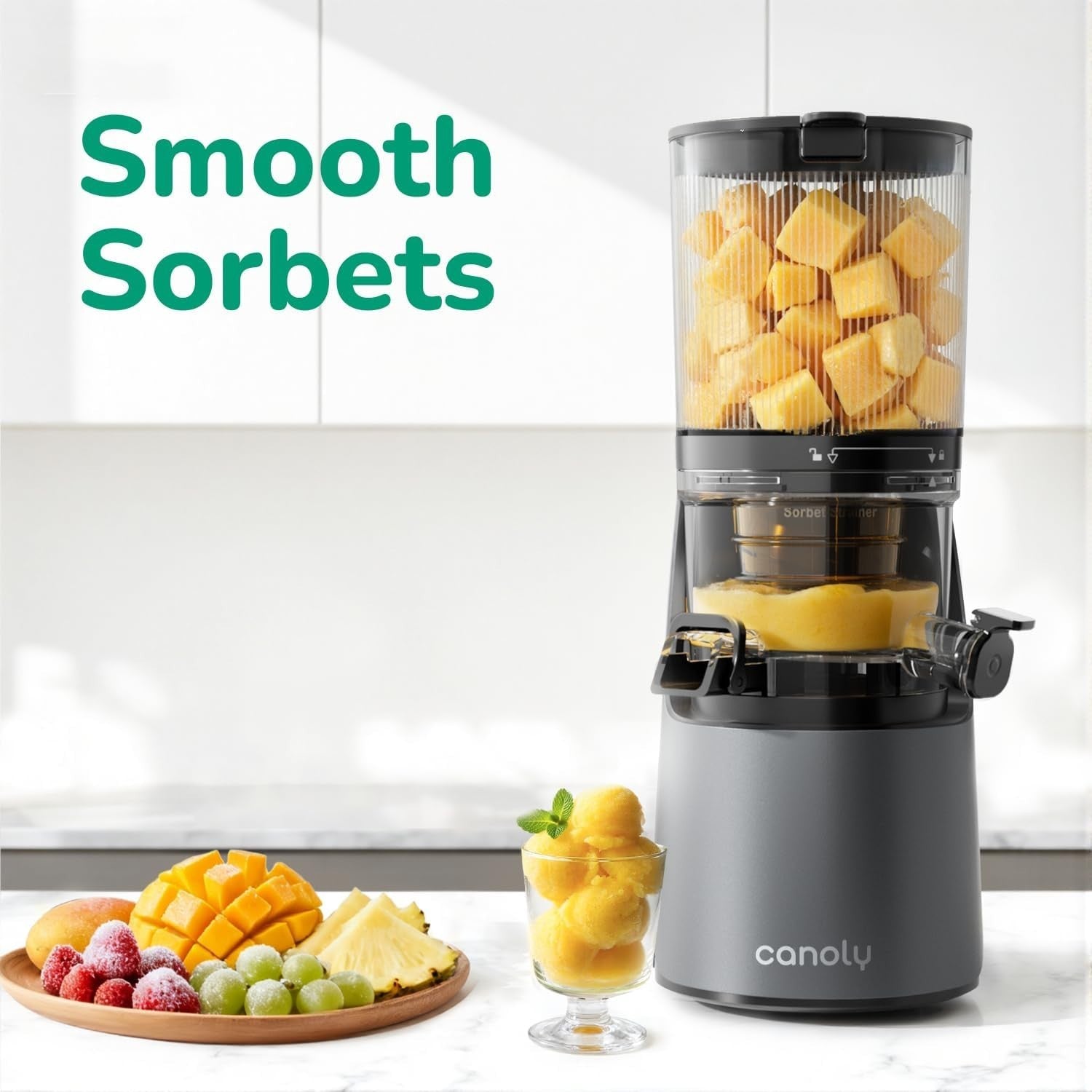 Cold Press Juicer 350W 5.8in Wide Feed Chute Whole Fruit High Yield