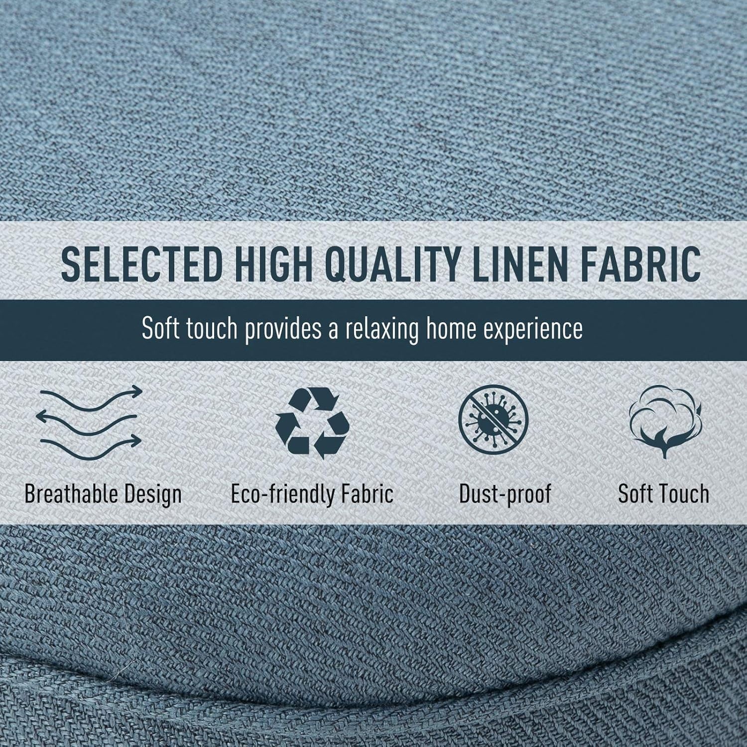 Blue Linen Accent Tub Chair Button Tufted Armless Lounge Chair