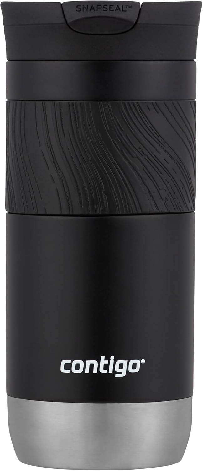 Insulated Travel Mug 470ml Licorice Black Leakproof Thermal Cup