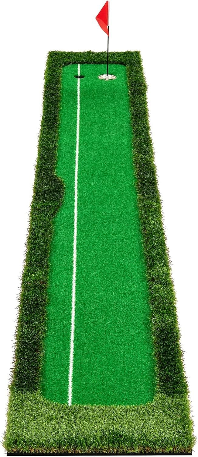 Golf Putting Green Mat 10ft Indoor Outdoor Practice Trainer 2 Holes Balls