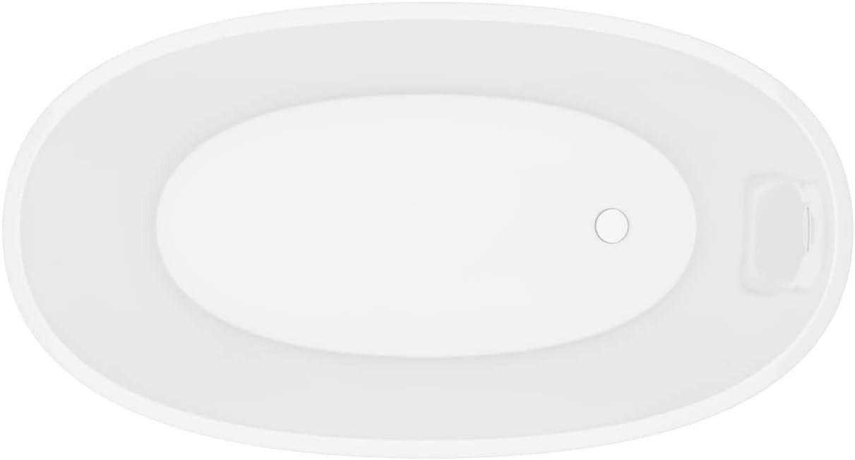 1300x715mm Small Freestanding Double Ended Bath White Acrylic Oval Tub