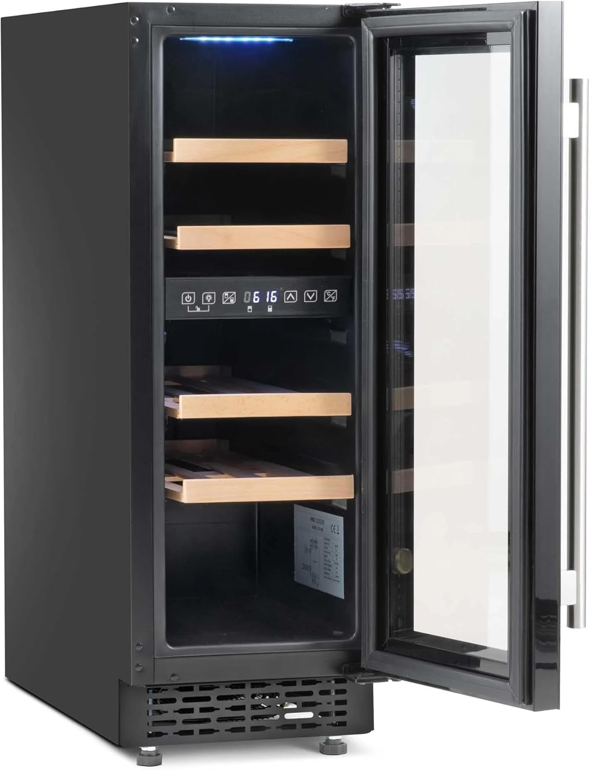 30cm Built In Wine Cooler 17 Bottle Dual Zone Touch Control Glass Door