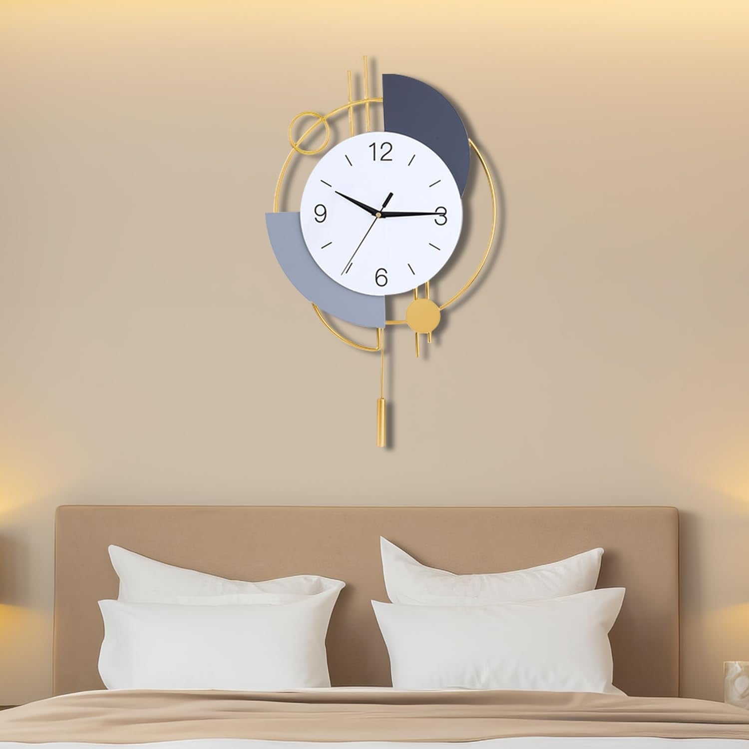Large Modern Wall Clock Silent Non-Ticking Luxury Decorative Clock 33×54cm
