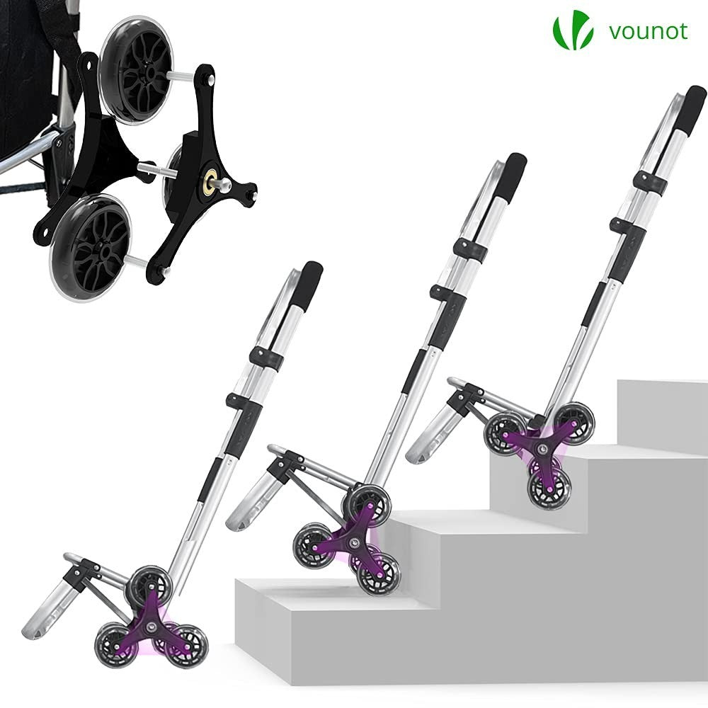 6 Wheel Lightweight Folding Shopping Trolley 58L Insulated Cart Black