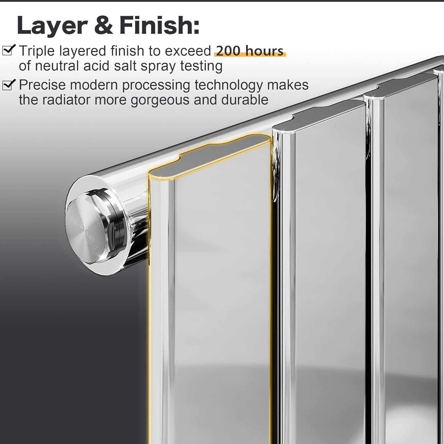 Vertical Column Radiator Chrome 1600x300mm Tall Flat Panel UK Heating