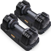 Adjustable Dumbbells Pair 6.5kg–24.5kg Quick Change Space Saving Home Gym