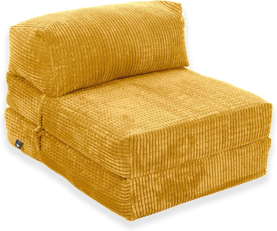 Deluxe Foam Fold-Out Futon Chair Bed | Corduroy Portable Single Mattress