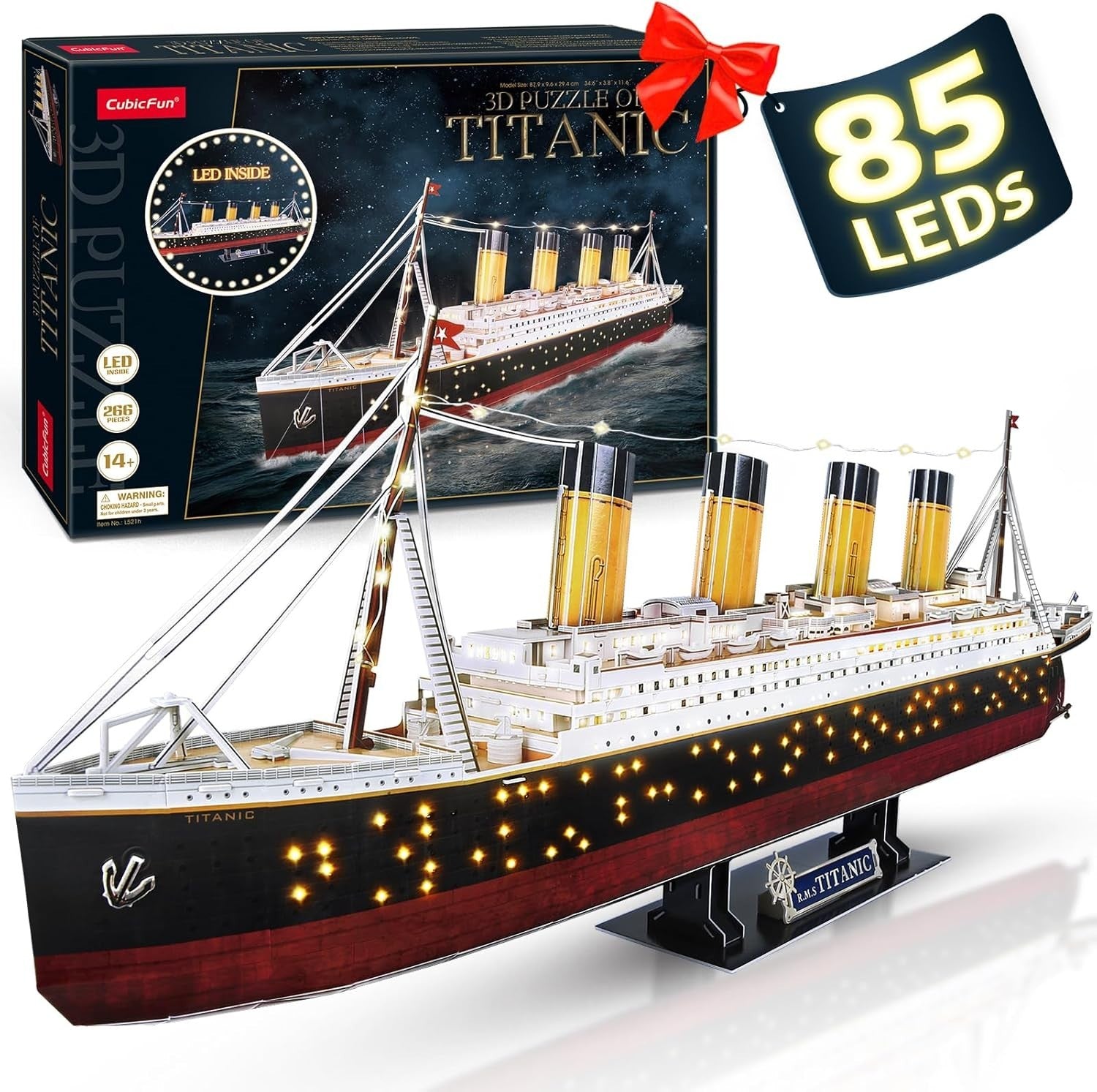 LED Titanic 3D Puzzle Ship Model 266 Pieces Large Building Kit Gift