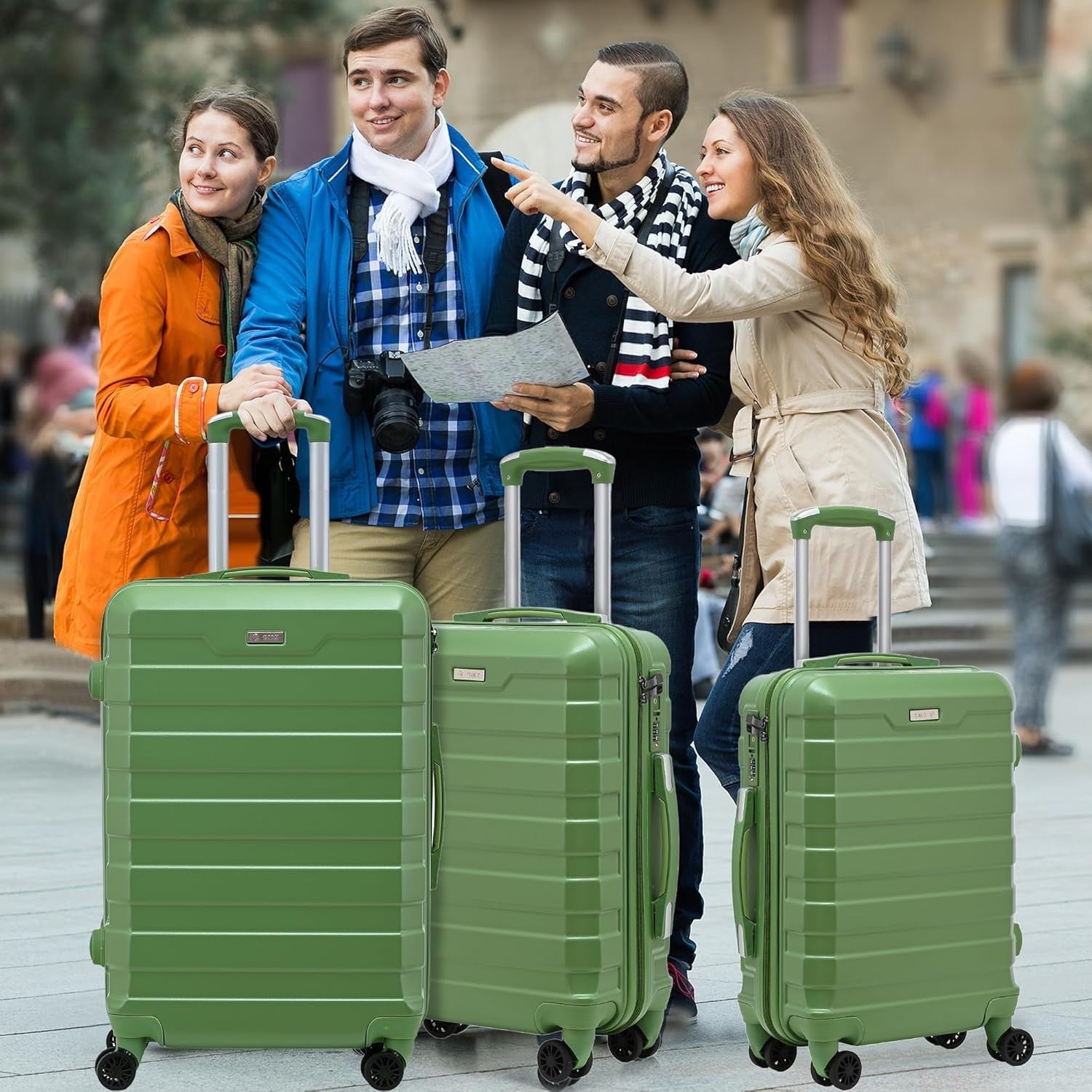 All-In-One Travel Case Set 20” 24” 28” Lightweight Hard Shell TSA Spinner