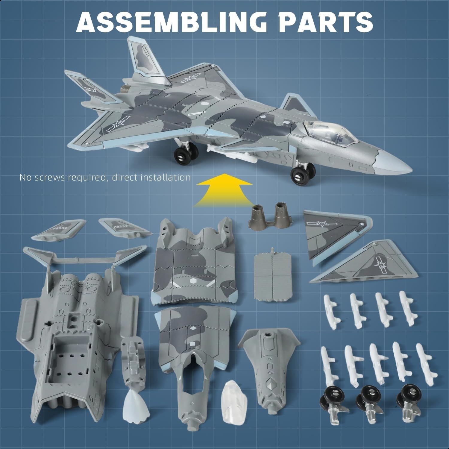 1:100 Scale Military Fighter Jet Model Kit – DIY Assembly, Display, Gift Toy