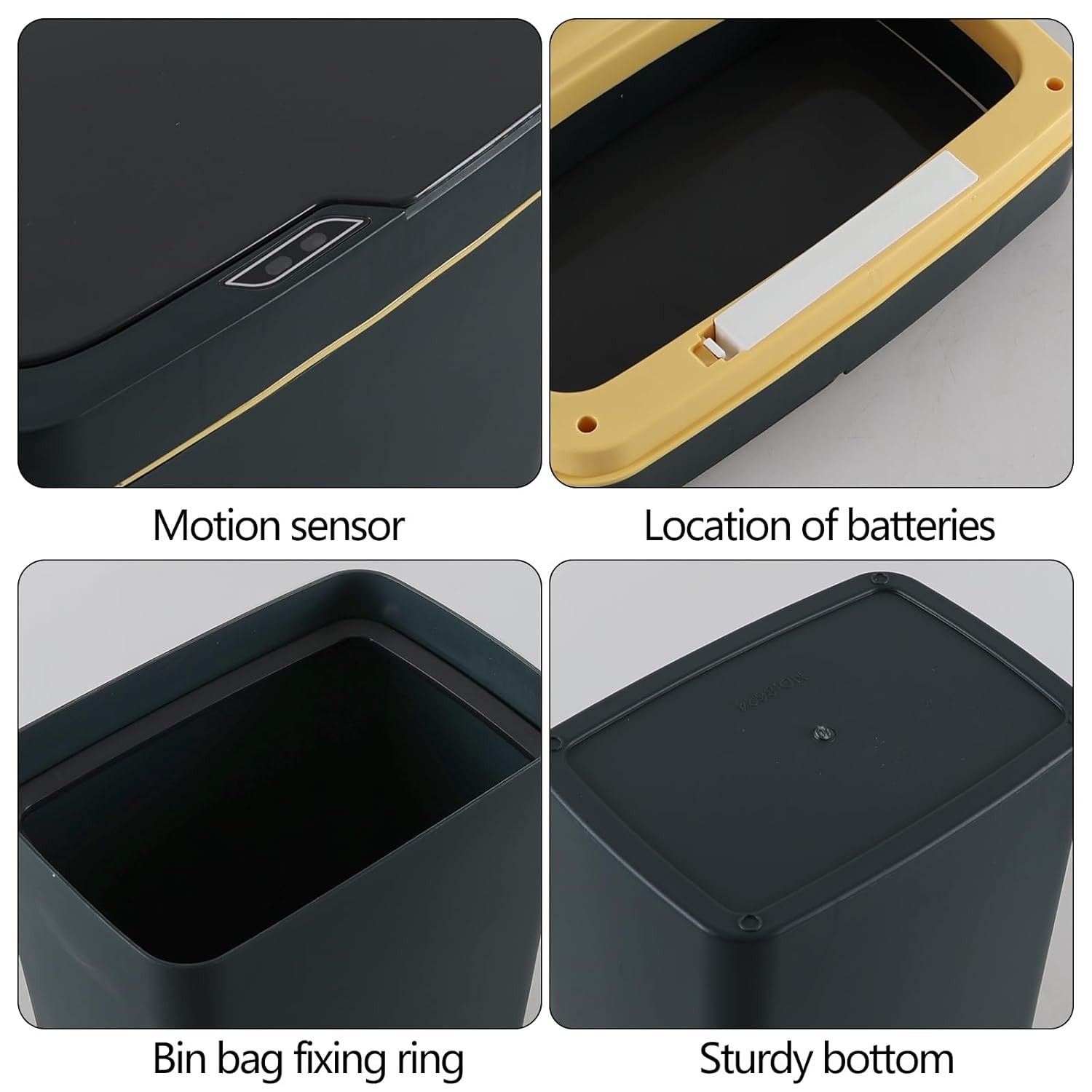 15L Green Motion Sensor Trash Bin – Slim Automatic Lid Can