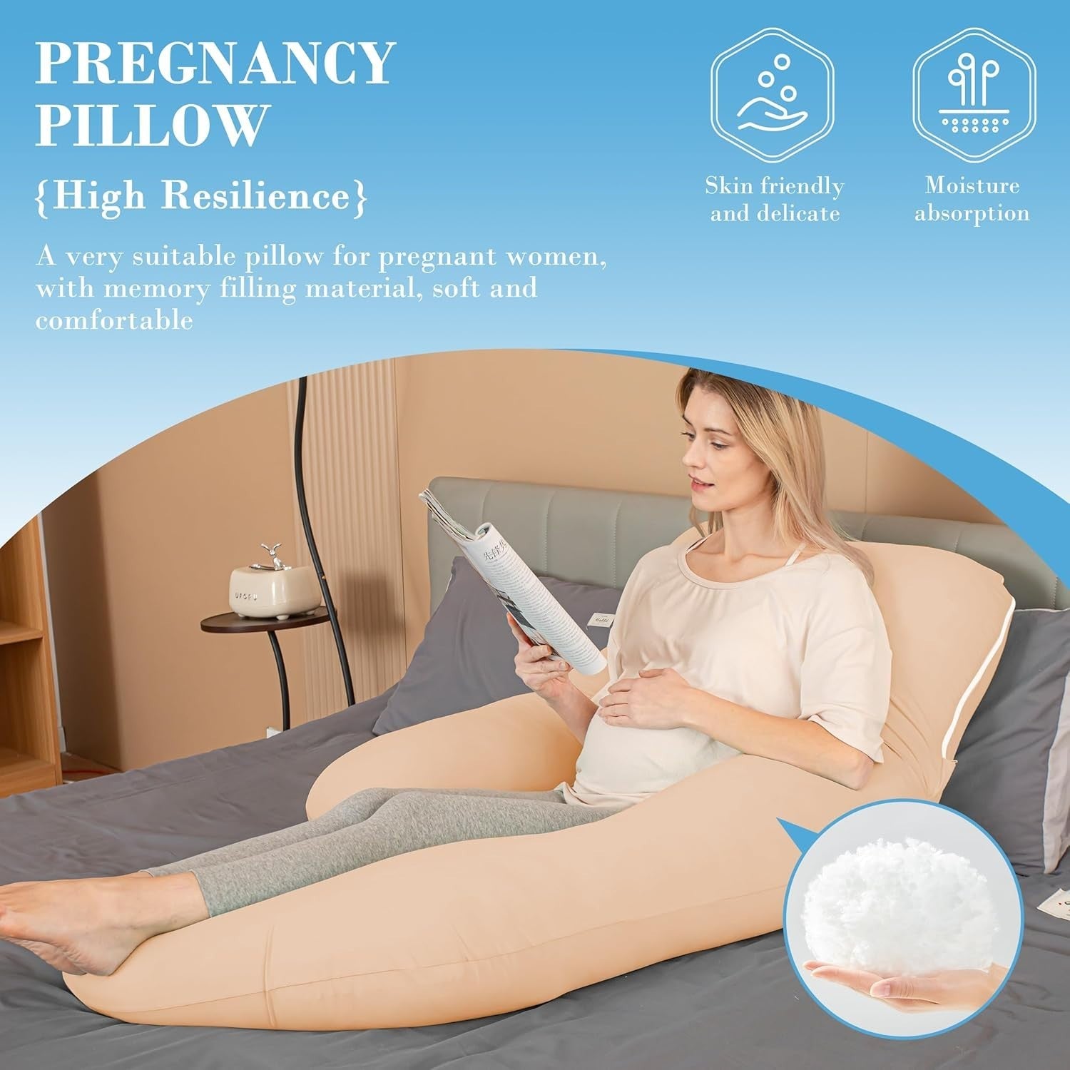 U Shaped Pregnancy Pillow 57in Full Body Maternity Support Pillow Soft Washable