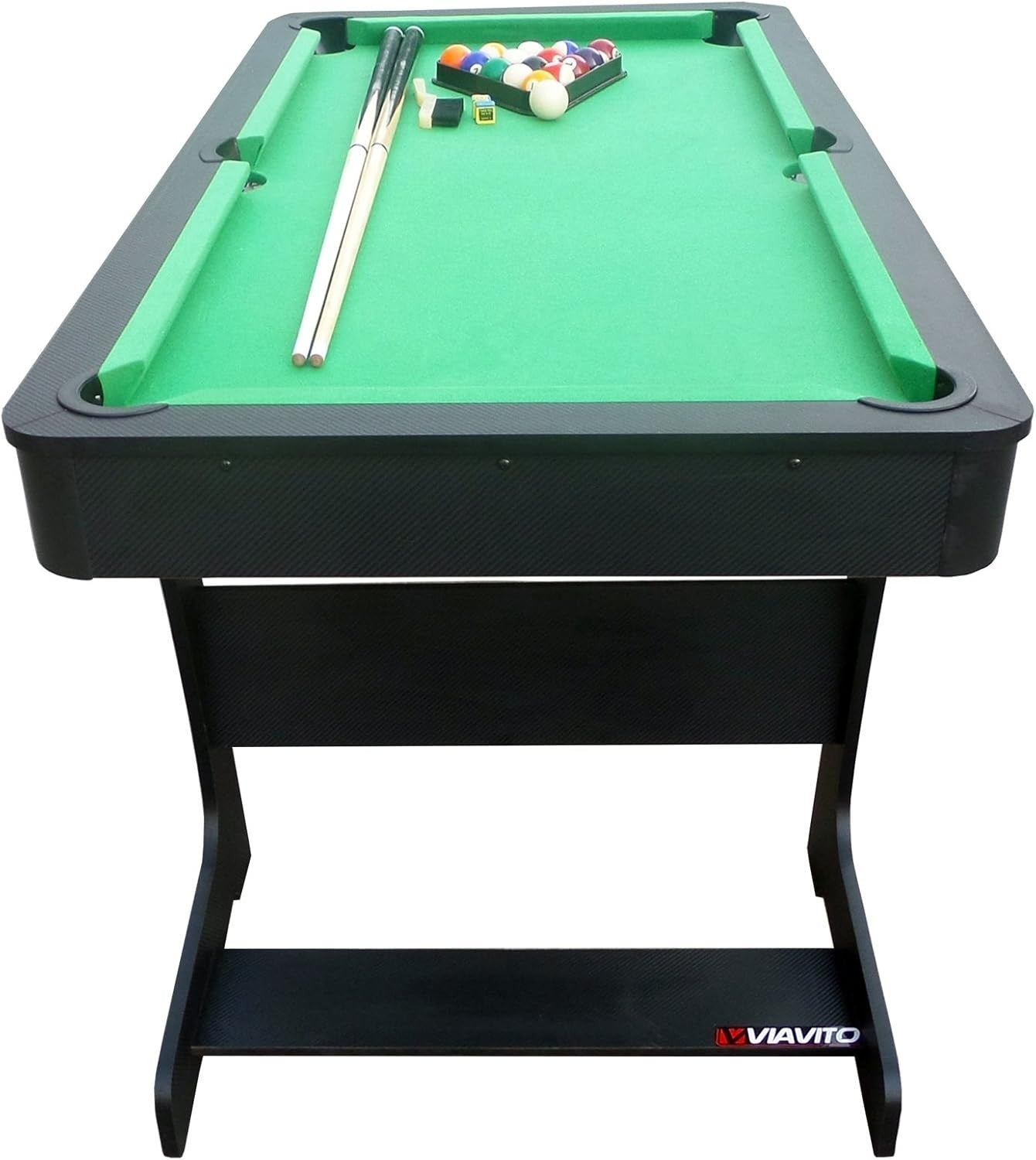 5FT Folding Pool Table Billiards Set Space Saving w Cues Balls