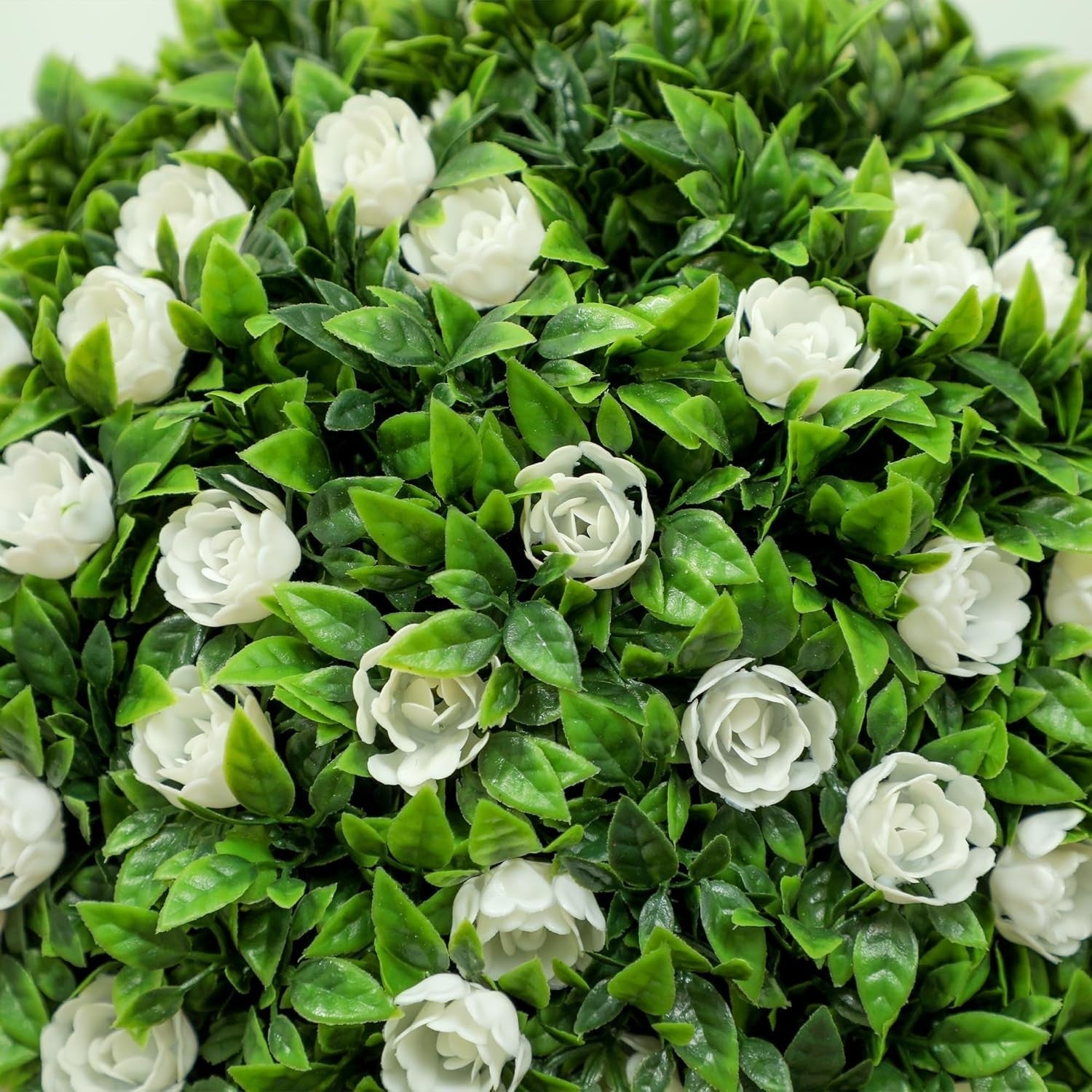 60cm Artificial Rose Ball Topiary Trees Set of 2 in White Pot Home Garden Decor