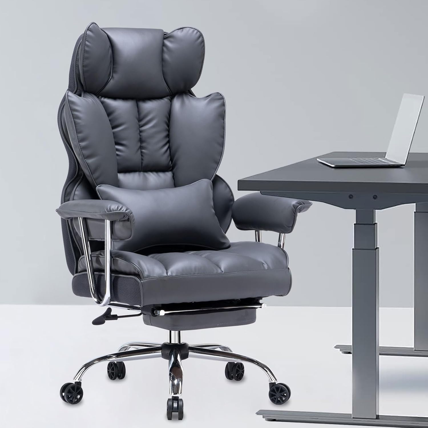 Executive Office Chair Large PU Leather Adjustable Desk Chair Footrest Heavy Dut