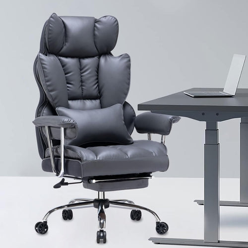 Executive Office Chair Large PU Leather Adjustable Desk Chair Footrest Heavy Dut