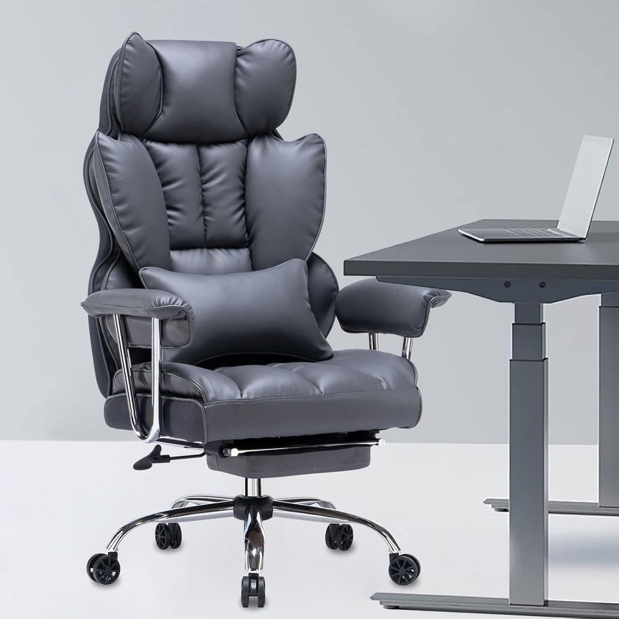 Executive Office Chair Large PU Leather Adjustable Desk Chair Footrest Heavy Dut