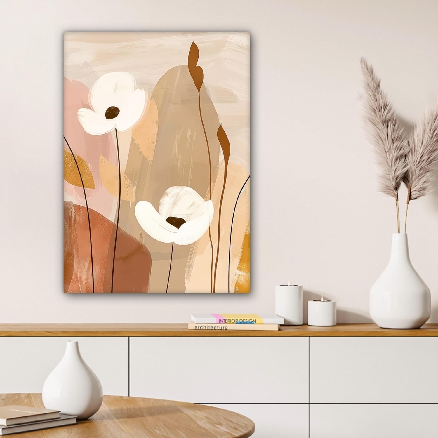 Abstract Flower Canvas Wall Art 50x70cm Framed Modern Decor