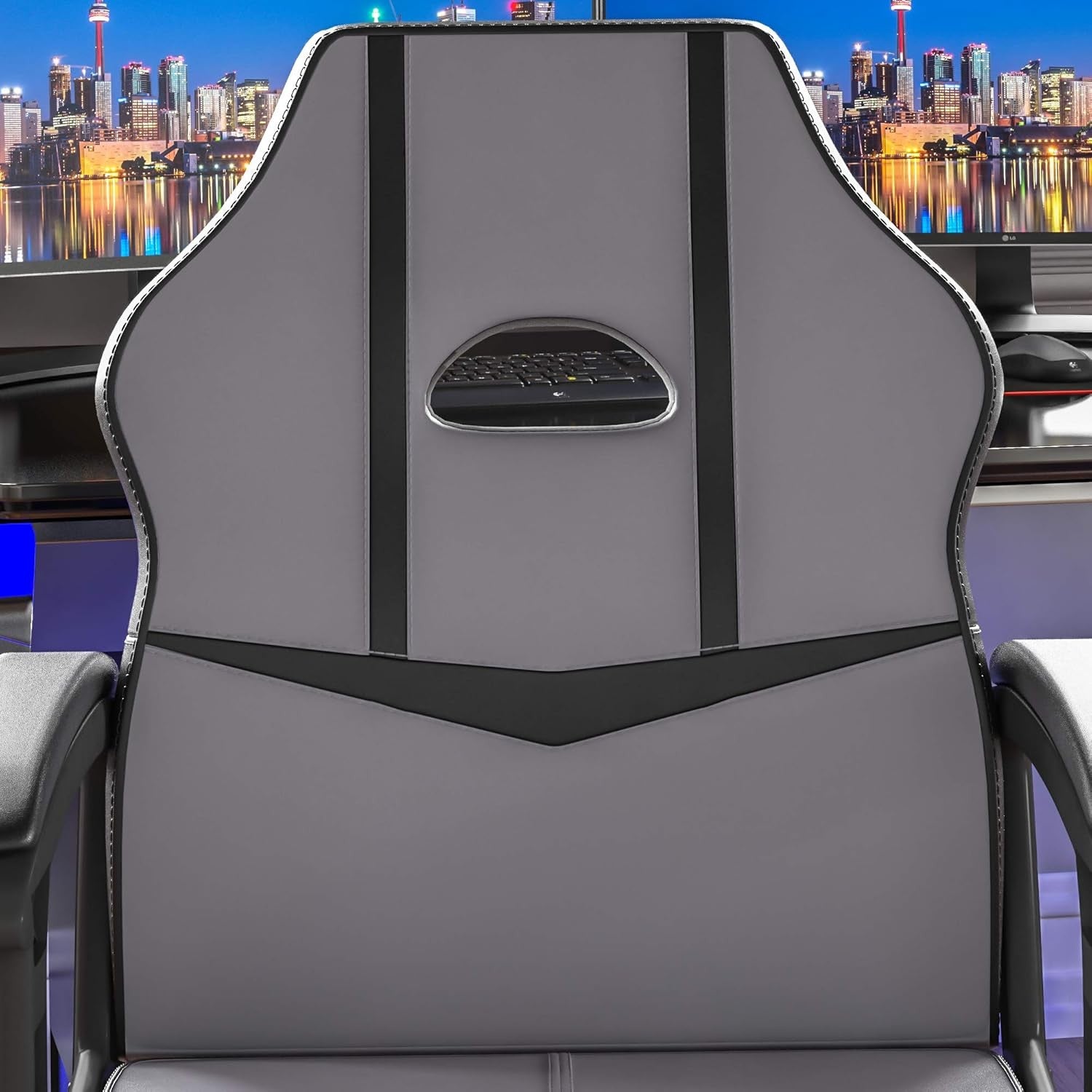 Gaming Office Chair Swivel PU Leather Executive Desk Chair Grey