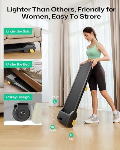 Compact Under-Desk Walking Pad Treadmill 2.5HP, 9% Incline, Quiet Home Office