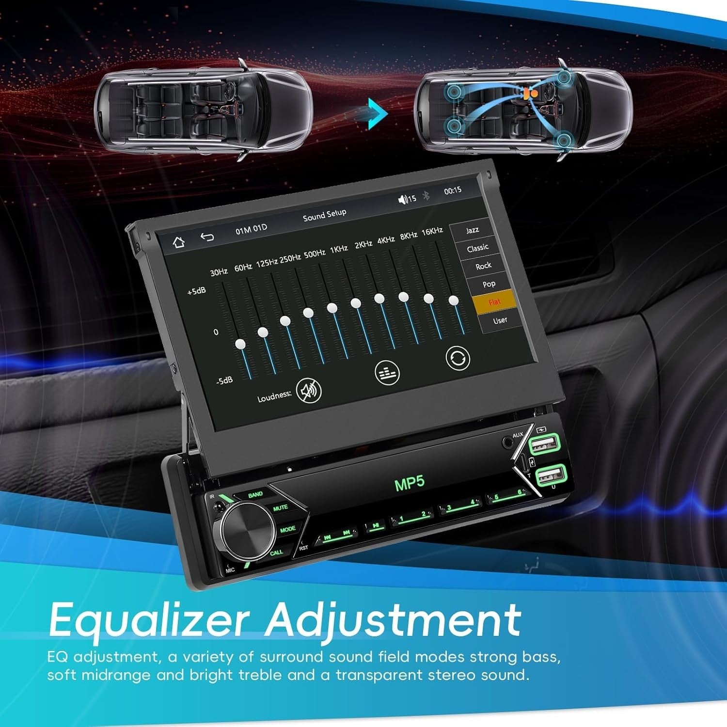 7" Flip-Out Car Stereo Wireless CarPlay Android Auto DAB+ FM Bluetooth