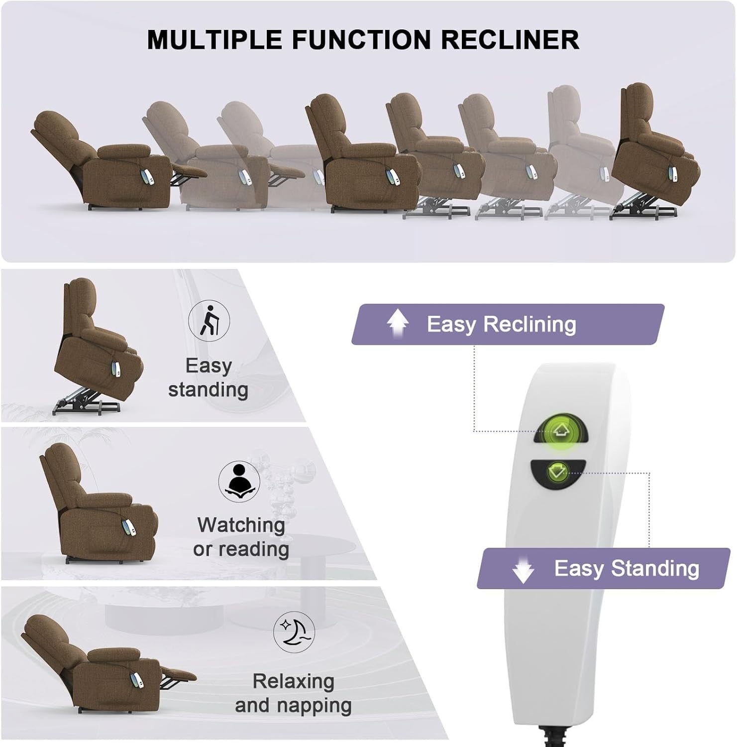 Electric Recliner Chair Massage Heat Oversized w/ Footrest USB Type-C Cup Holder
