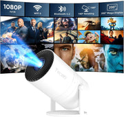 1080P WiFi6 Mini Projector Bluetooth 180° Auto Keystone