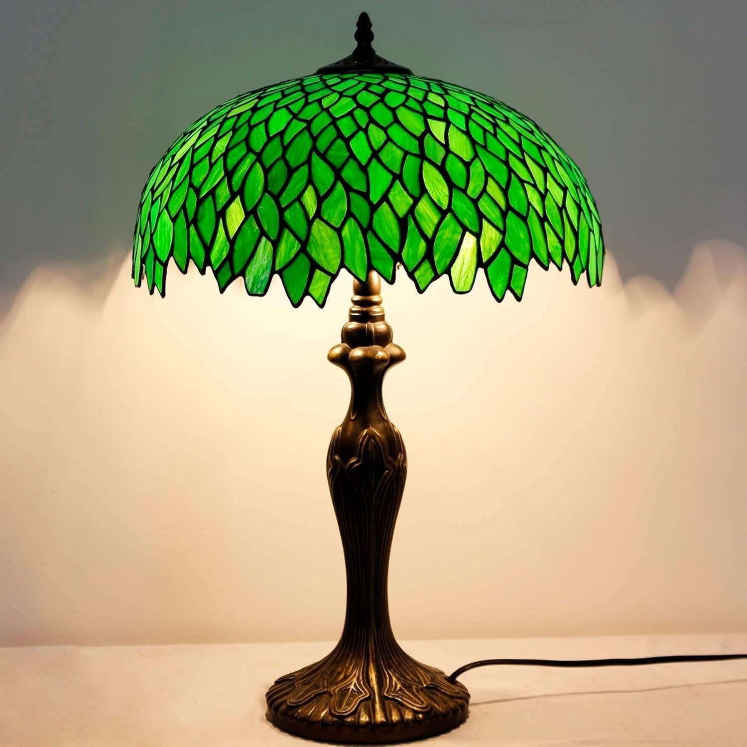 Tiffany Style Stained Glass Table Lamp Green Wisteria Desk Light 16x40x60cm