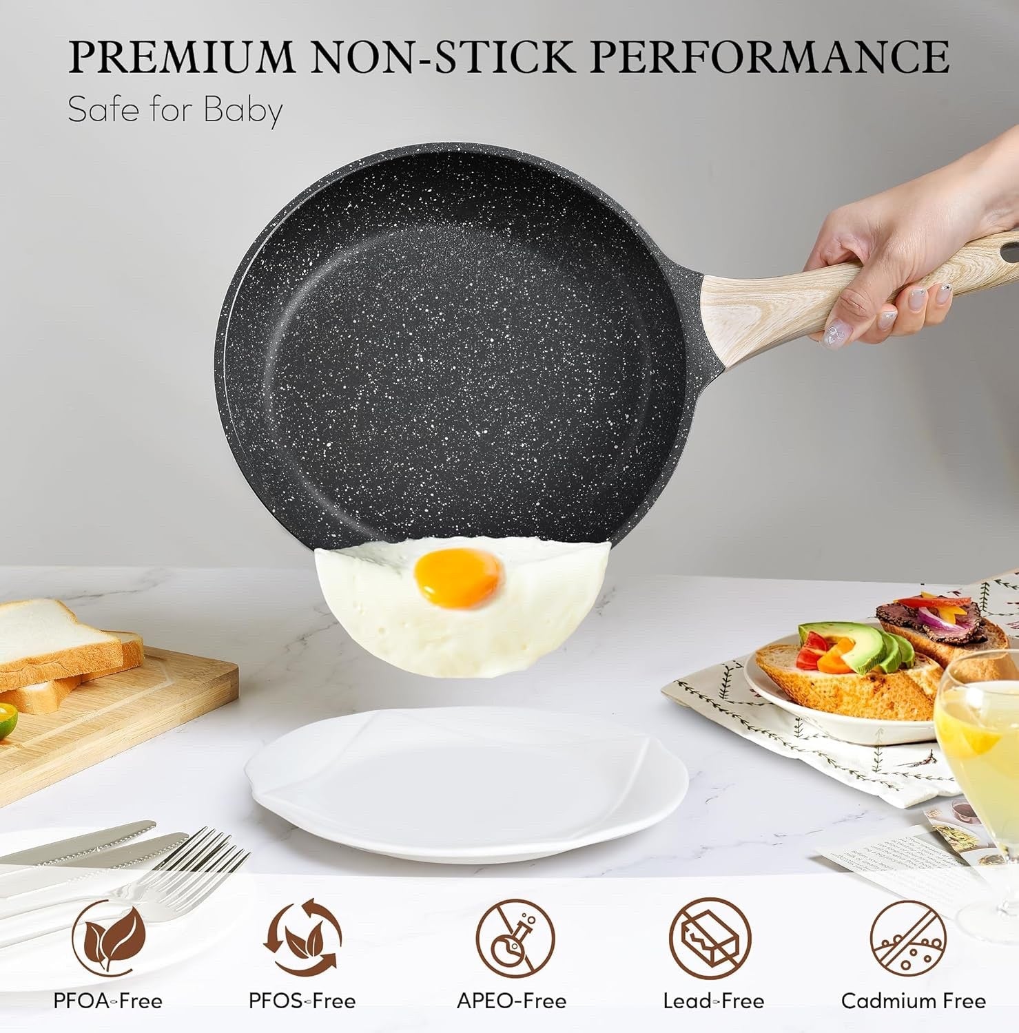 13pcs Non-Stick Granite Cookware Set Induction Ready with Lids & Utensils