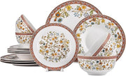 16pc Bone China Dinnerware Set Floral Plates Bowls Oven Dishwasher Safe