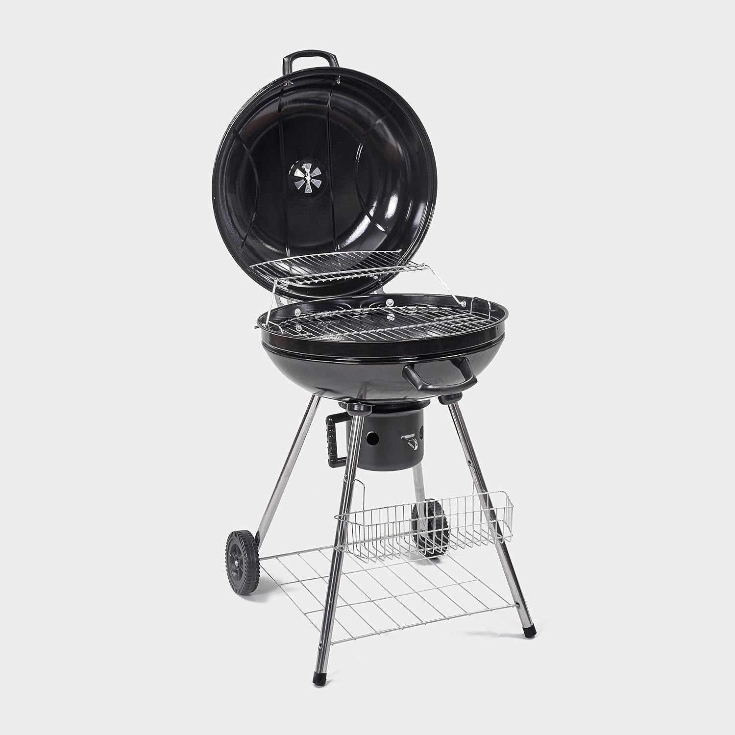 Portable Charcoal Kettle BBQ Grill with Wheels 57cm Smoker