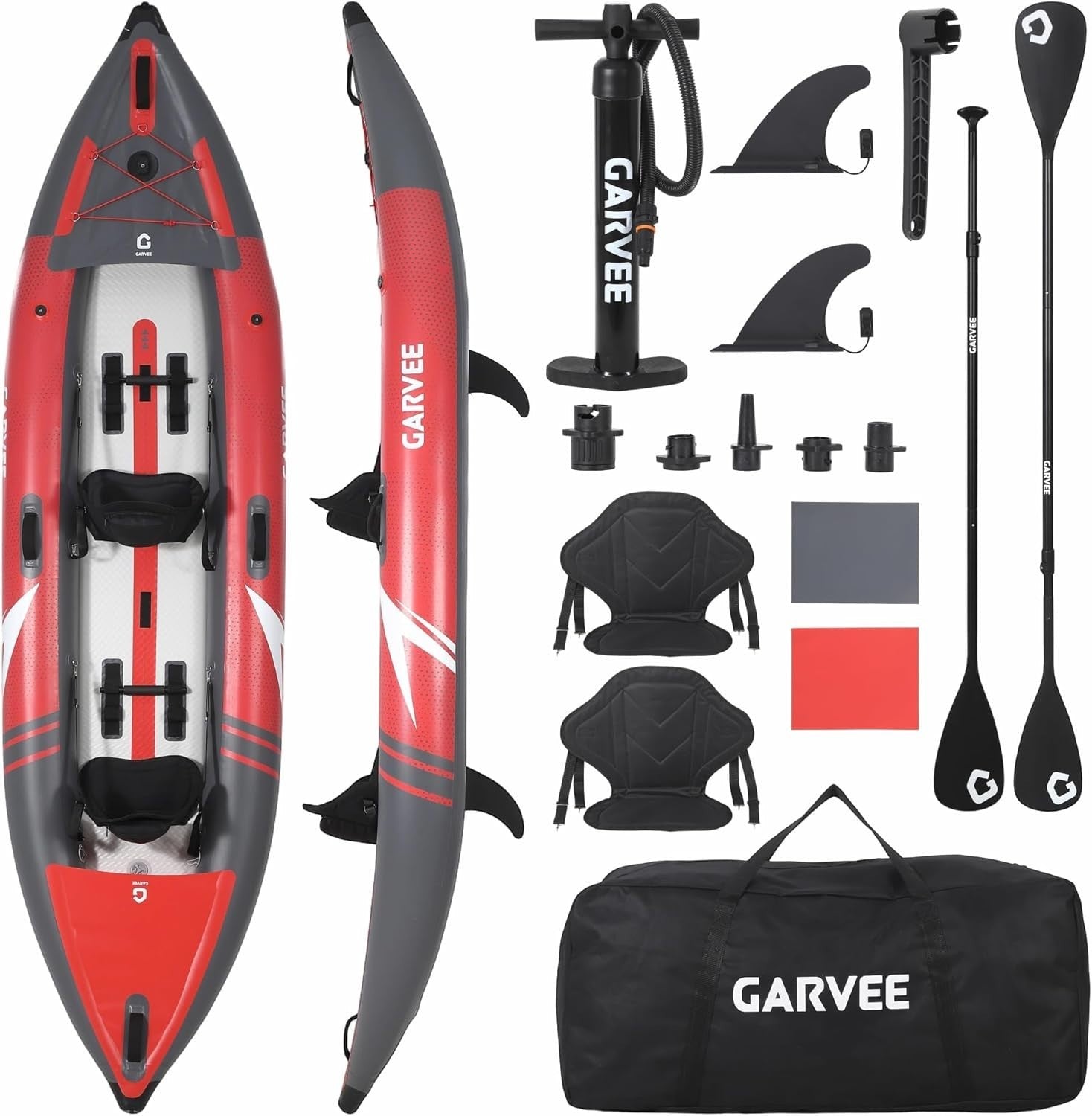 2 Person Inflatable Fishing Kayak w/ Paddles Pump Seats Bag