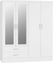4 Door 2 Drawer White Gloss Wardrobe with Mirror | Large Storage & Modern Design
