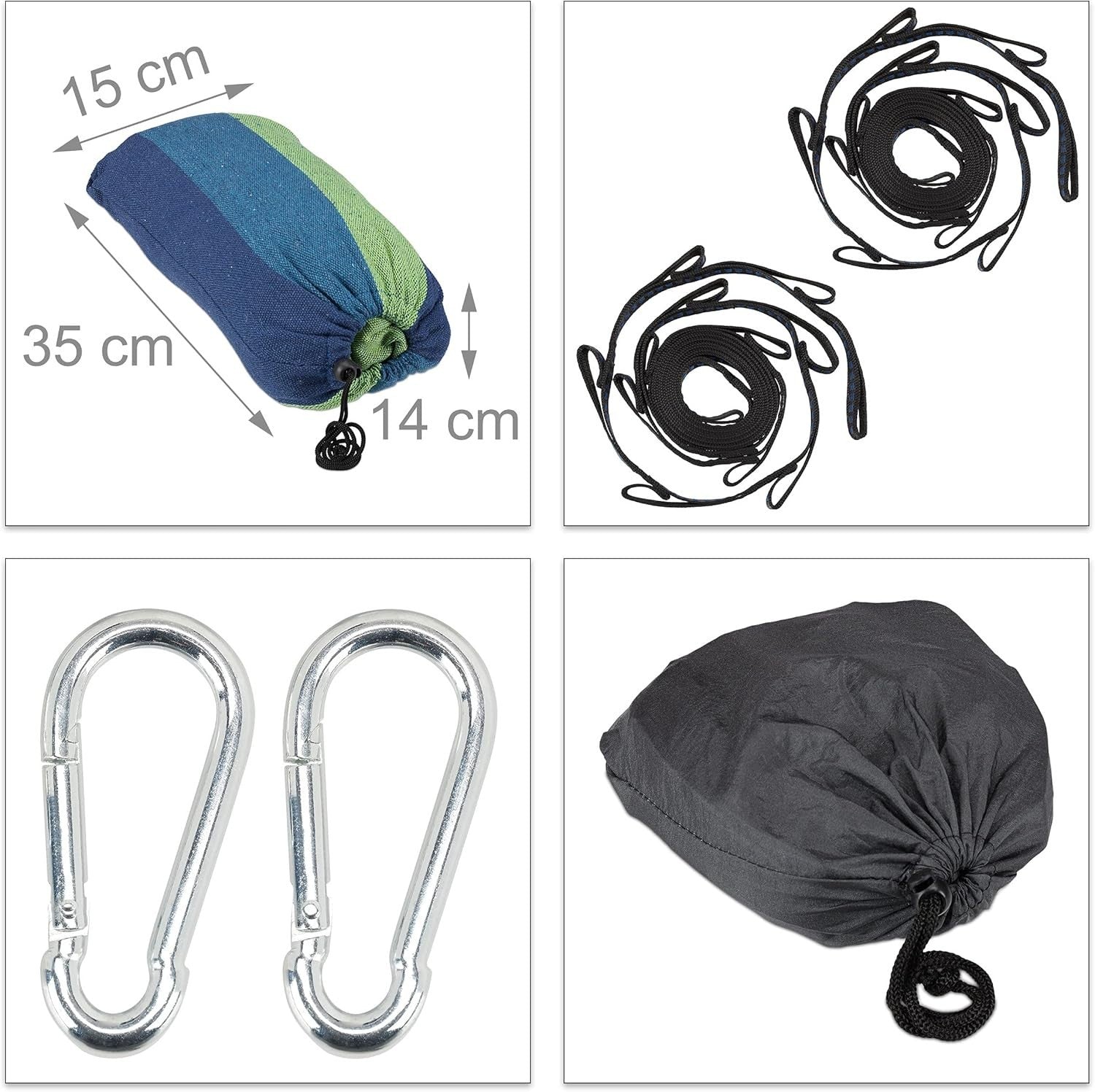 Blue-Green XXL Cotton Hammock for 2 Adults | Portable Indoor & Outdoor 272cm