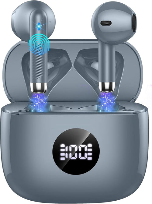 Bluetooth 5.4 Earbuds Gray ANC ENC Mic 40H Deep Bass Touch IP7