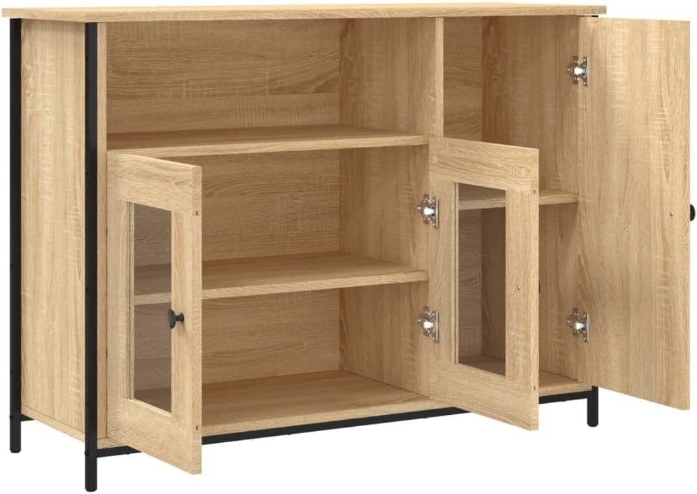 Modern Sideboard Cabinet Oak Wood | Storage Unit for Living Room 100cm