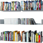 White Floating Wall Shelves Set of 6 CD DVD Storage Metal Bookshelf