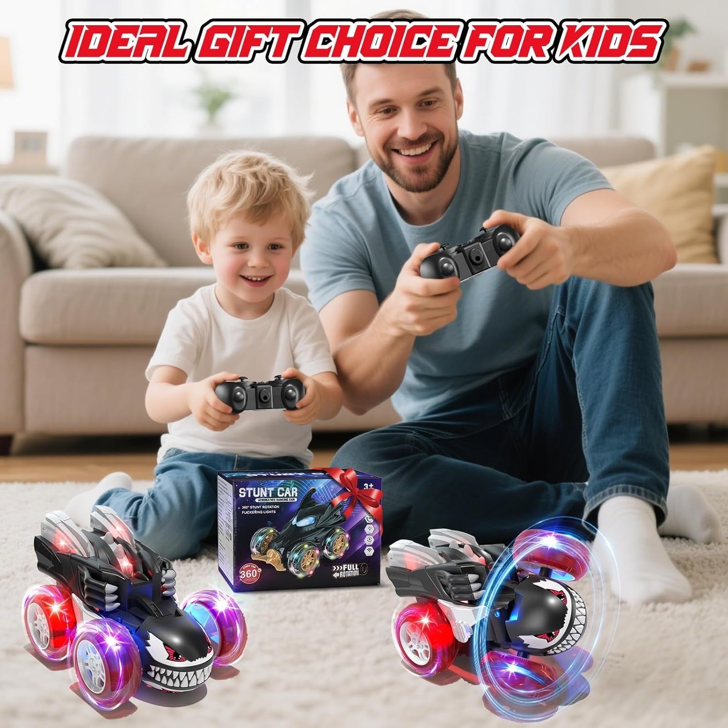 2.4GHz RC Stunt Car 360° Flip Fast 4WD Truck Lights Rechargeable Toy Gift Kids 3