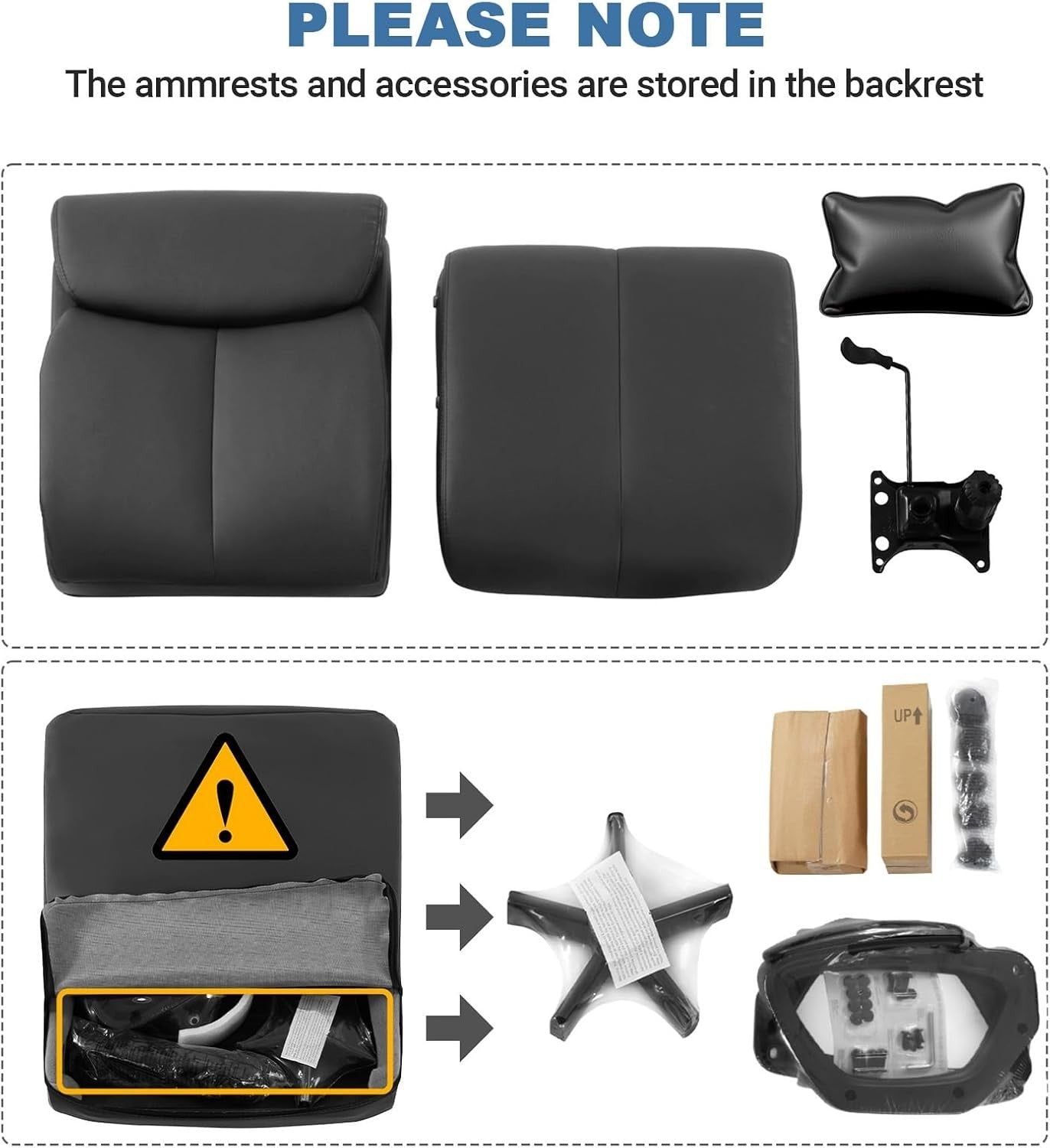 Ergonomic Office Chair Swivel Desk Chair Adjustable Lumbar Pillow PU Leather