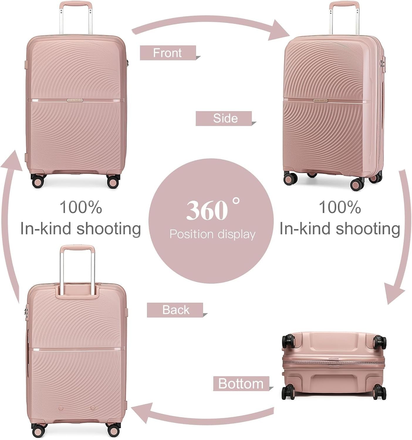 Medium Hard Shell Suitcase Lightweight Polypropylene 4 Spinner Wheels TSA
