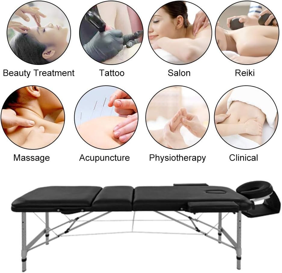 Adjustable Folding Massage Table Portable Therapy Spa Bed With Face Cradle