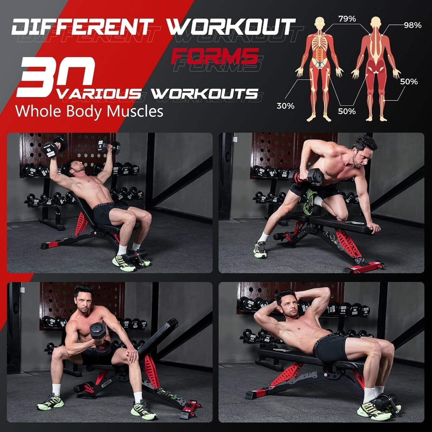 Heavy Duty Adjustable Weight Bench 1500lb Foldable Incline Decline