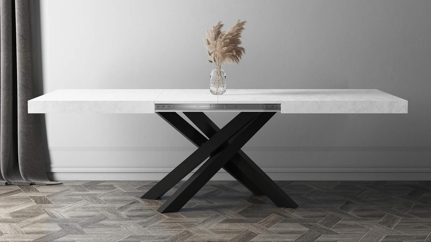 Extendable Walnut Dining Table 160–240cm w/Concerte Cross Black Legs Modern