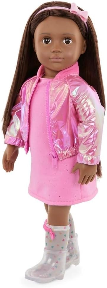 46cm Fashion Doll Outfit Pink Sparkle Dress Iridescent Jacket