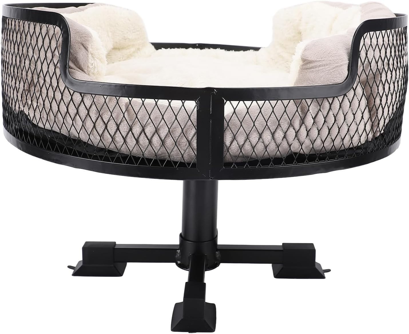 Stainless Steel Cat Desk Bed Elevated Pet Perch w/ Comfort Mat